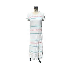indi & cold L white embroidered maxi dress